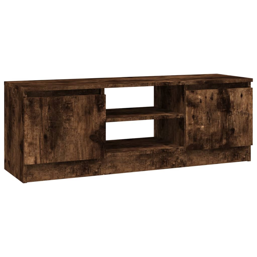 Modern Wooden TV Tele Media Stand Unit Cabinet With 2 Doors & Storage Shelf