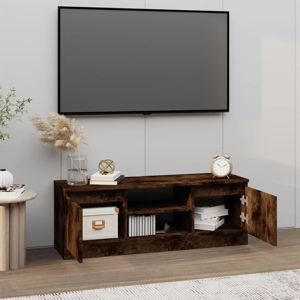 Modern Wooden TV Tele Media Stand Unit Cabinet With 2 Doors & Storage Shelf