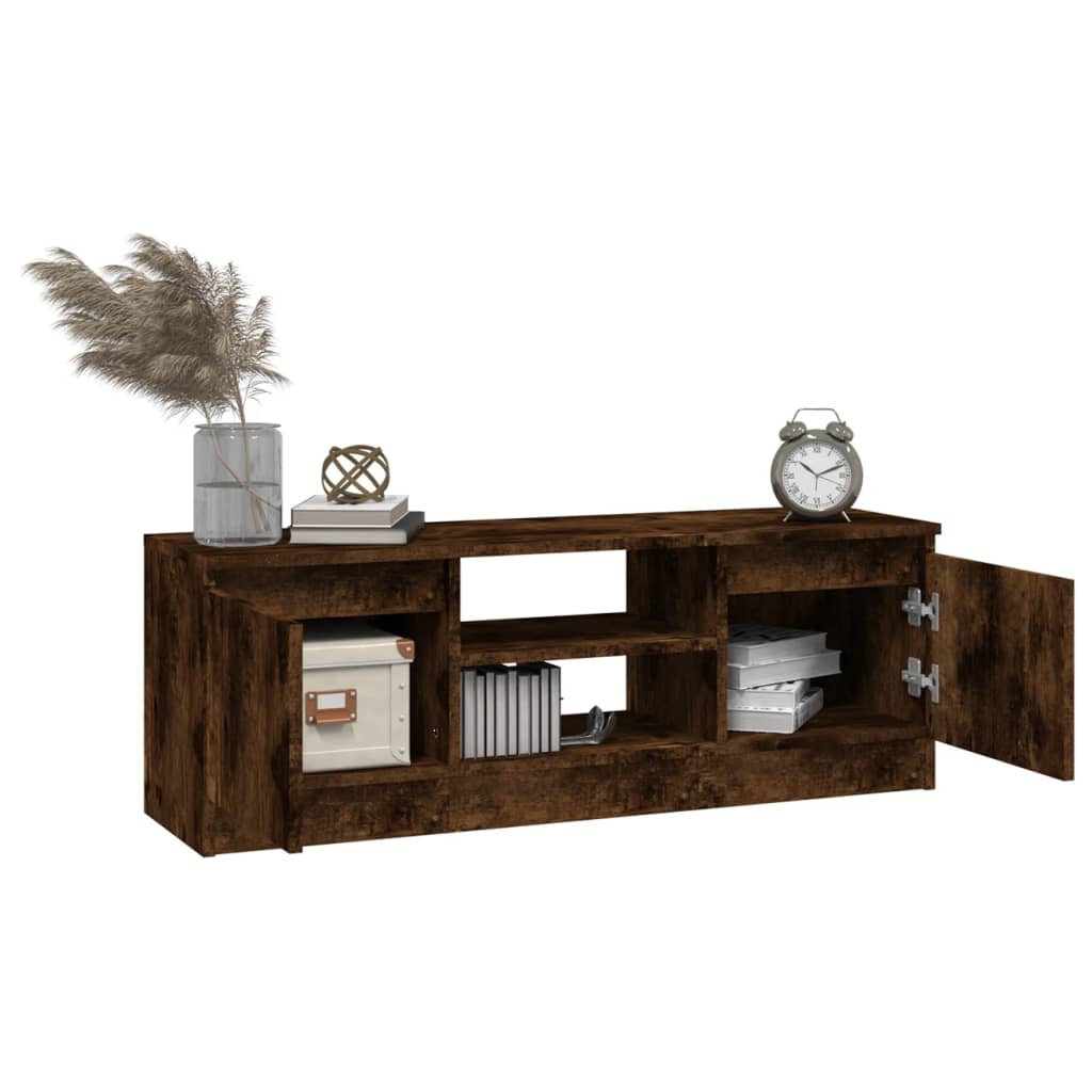 Modern Wooden TV Tele Media Stand Unit Cabinet With 2 Doors & Storage Shelf