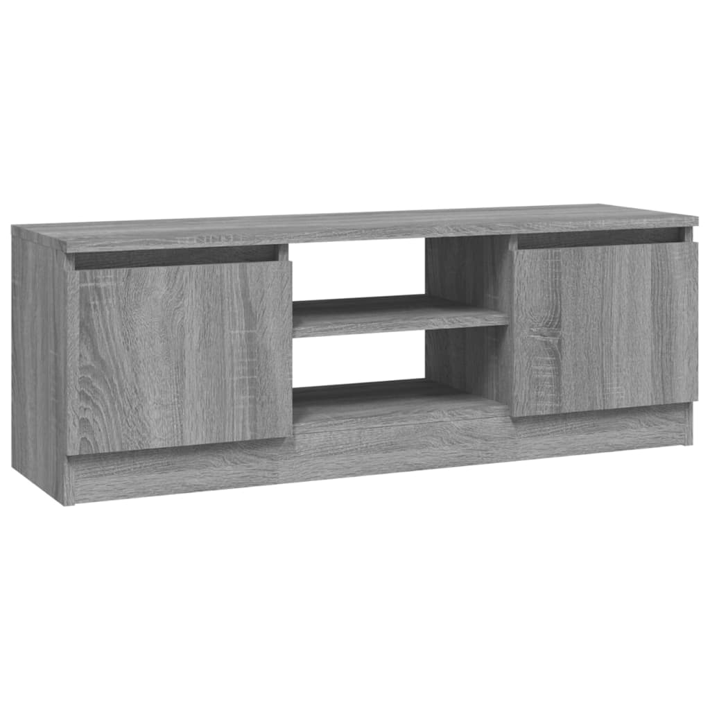 Modern Wooden TV Tele Media Stand Unit Cabinet With 2 Doors & Storage Shelf