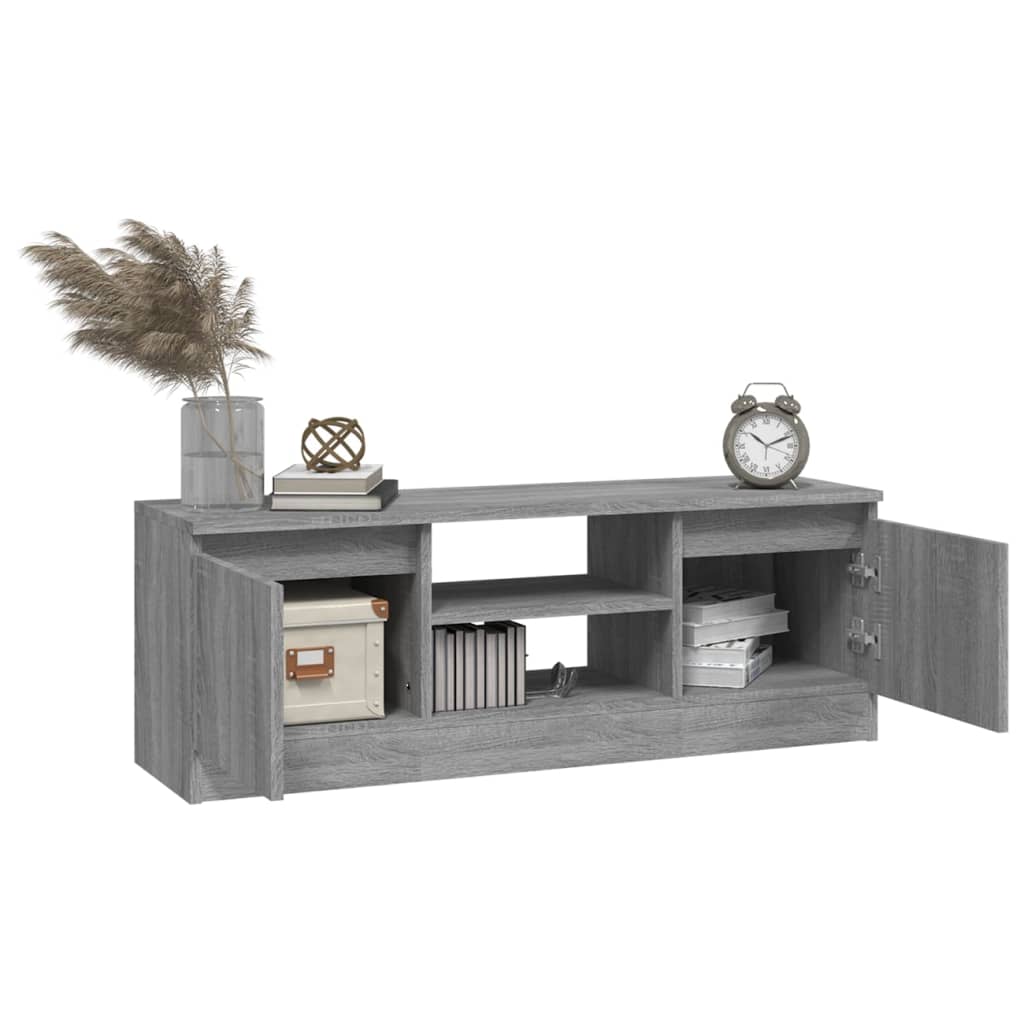 Modern Wooden TV Tele Media Stand Unit Cabinet With 2 Doors & Storage Shelf