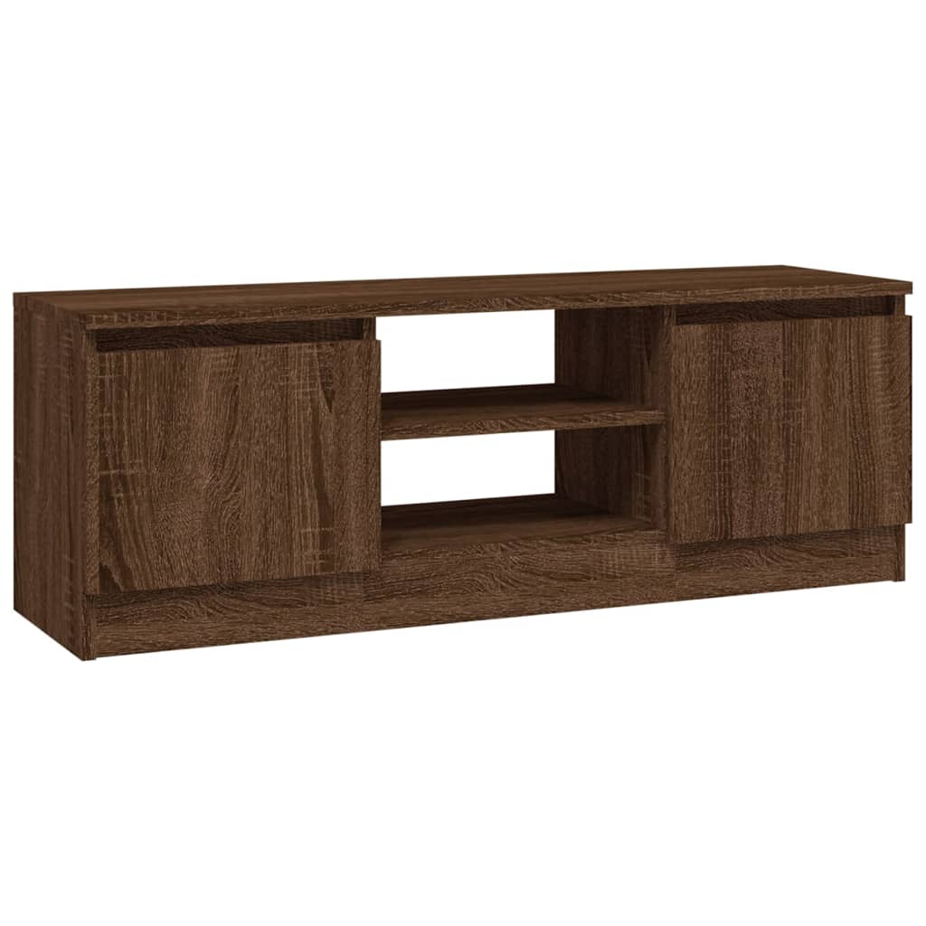 Modern Wooden TV Tele Media Stand Unit Cabinet With 2 Doors & Storage Shelf