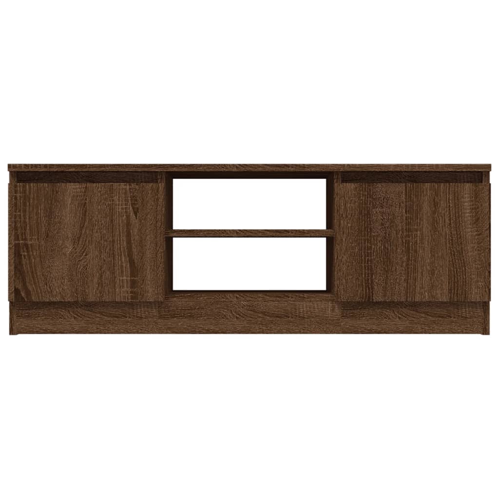 Modern Wooden TV Tele Media Stand Unit Cabinet With 2 Doors & Storage Shelf