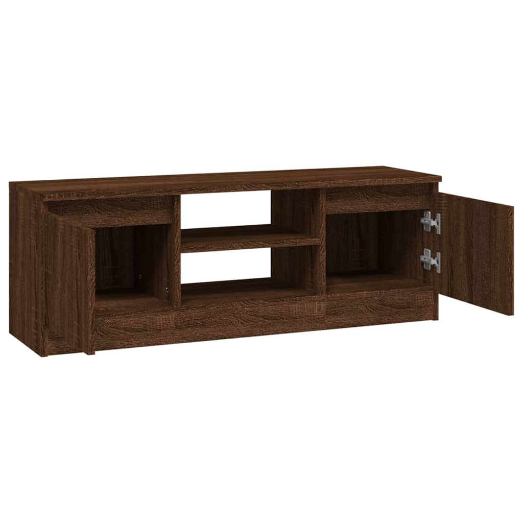 Modern Wooden TV Tele Media Stand Unit Cabinet With 2 Doors & Storage Shelf