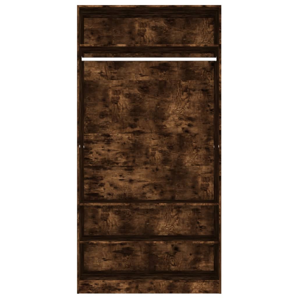 Modern Wooden Open Bedroom Wardrobe With Storage Shelves & Hanging Clothes Rail