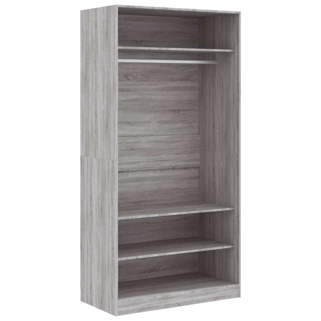 Modern Wooden Open Bedroom Wardrobe With Storage Shelves & Hanging Clothes Rail