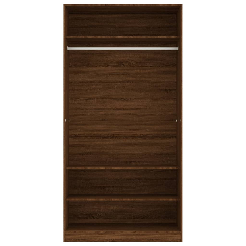 Modern Wooden Open Bedroom Wardrobe With Storage Shelves & Hanging Clothes Rail