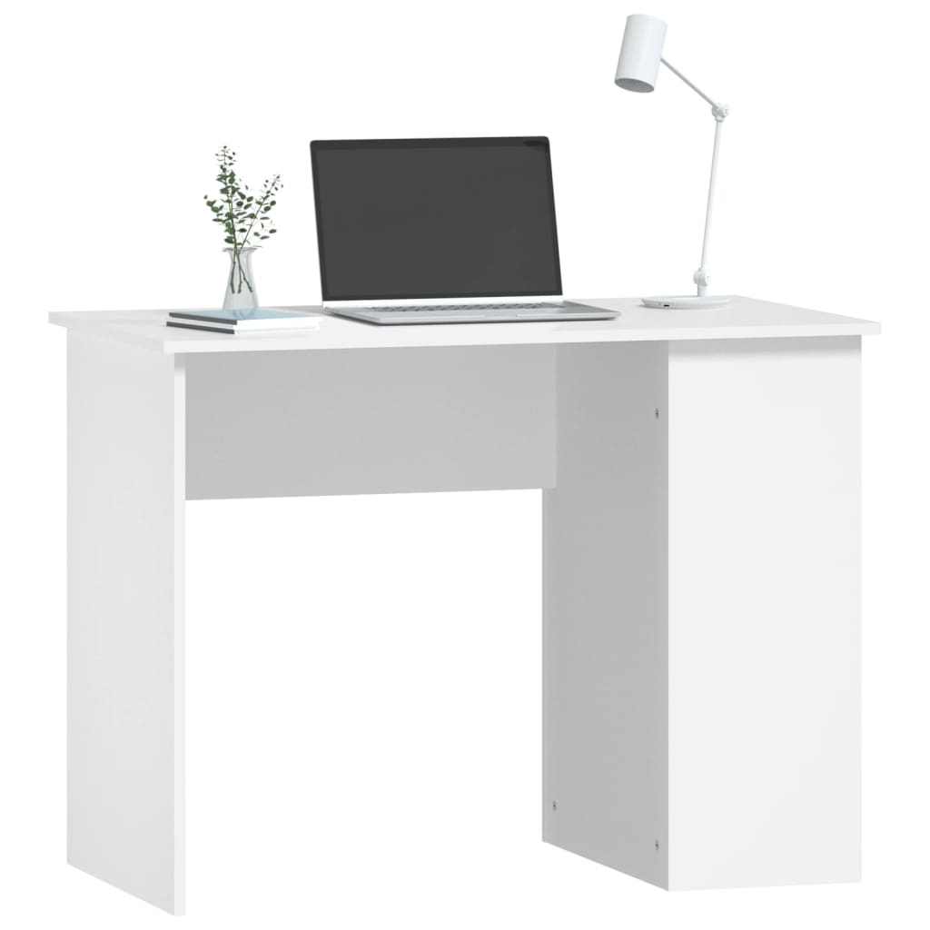 Modern Wooden Home Office Computer Desk Table With Open Storage Compartments