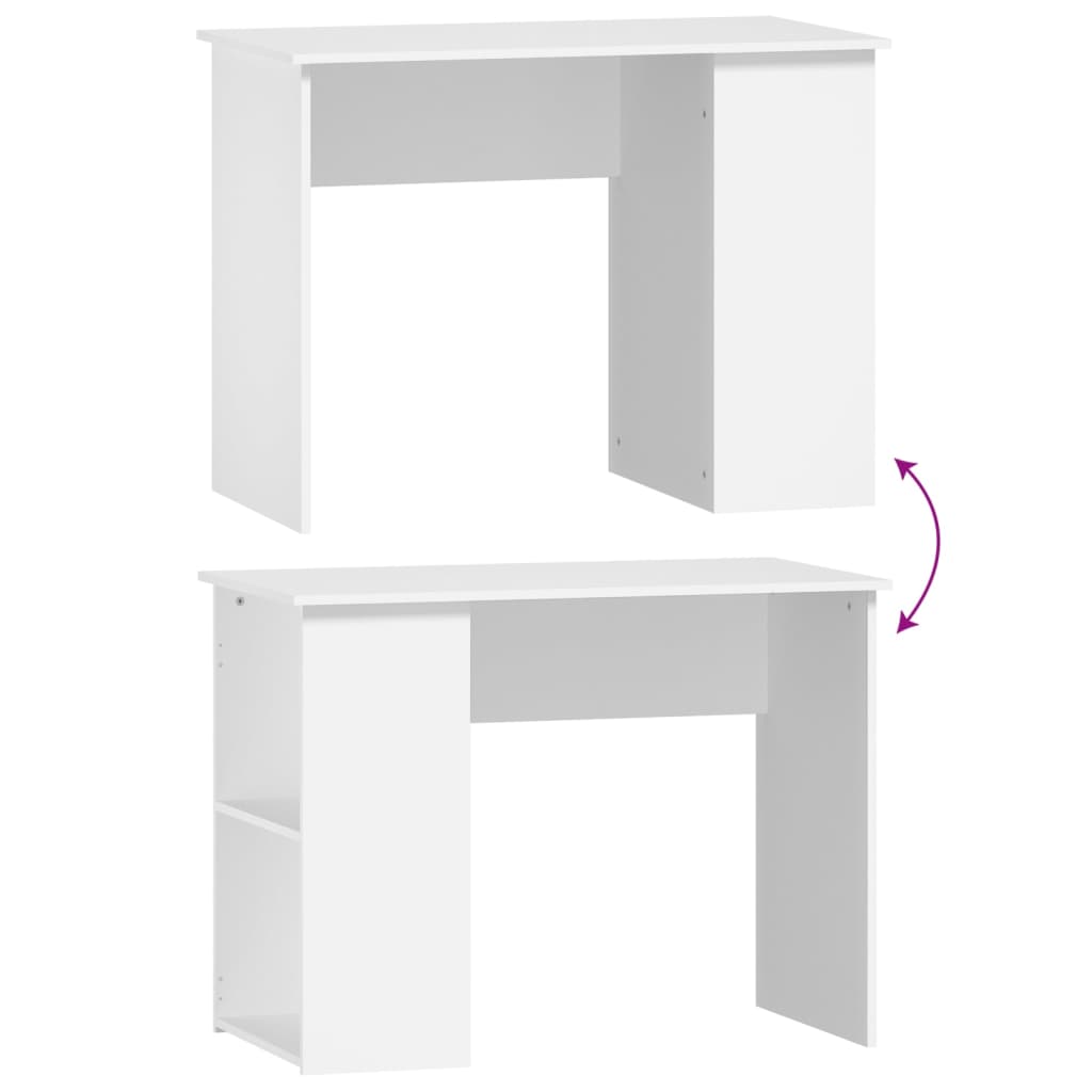 Modern Wooden Home Office Computer Desk Table With Open Storage Compartments