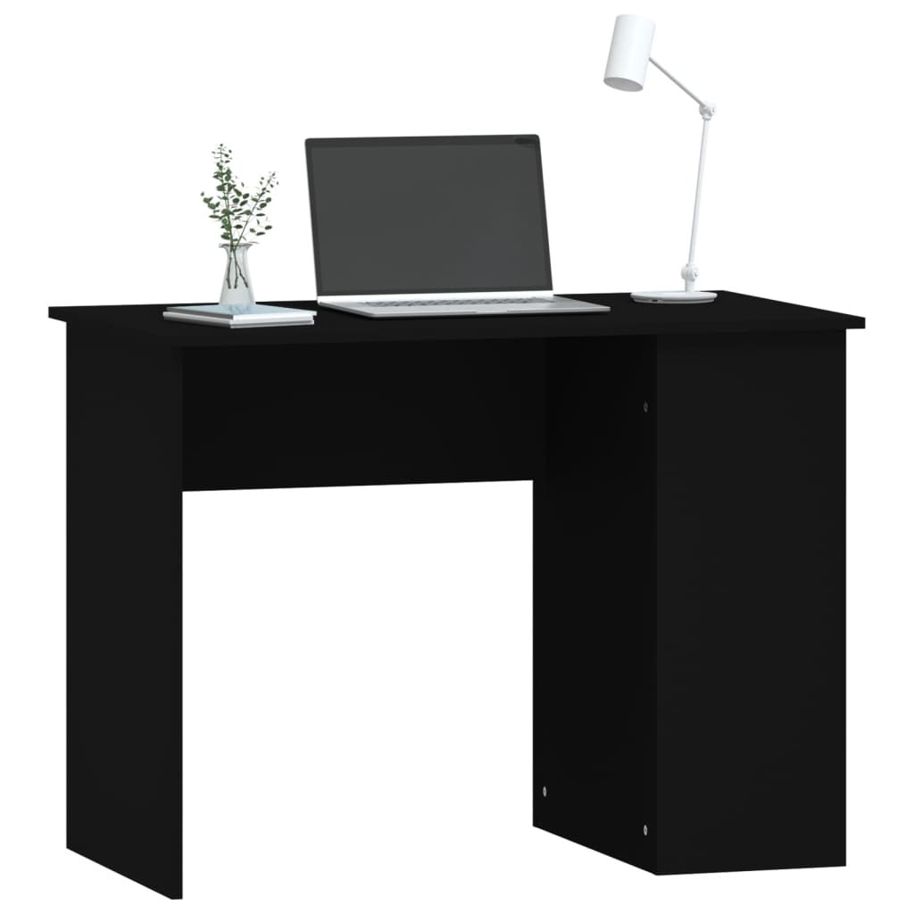 Modern Wooden Home Office Computer Desk Table With Open Storage Compartments