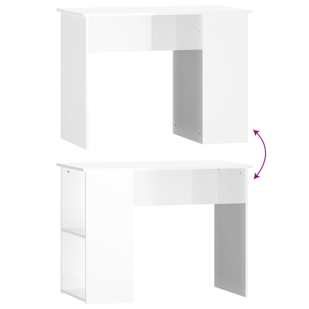 Modern Wooden Home Office Computer Desk Table With Open Storage Compartments