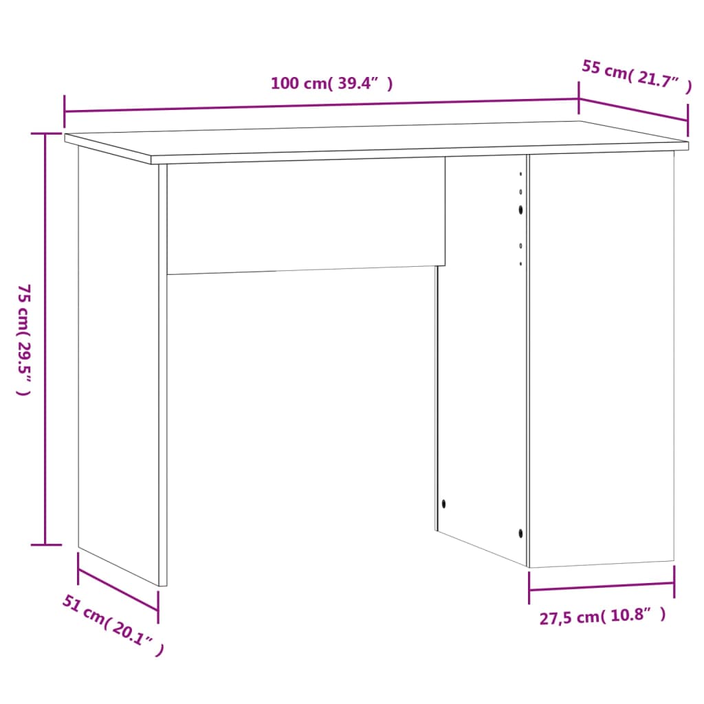 Modern Wooden Home Office Computer Desk Table With Open Storage Compartments