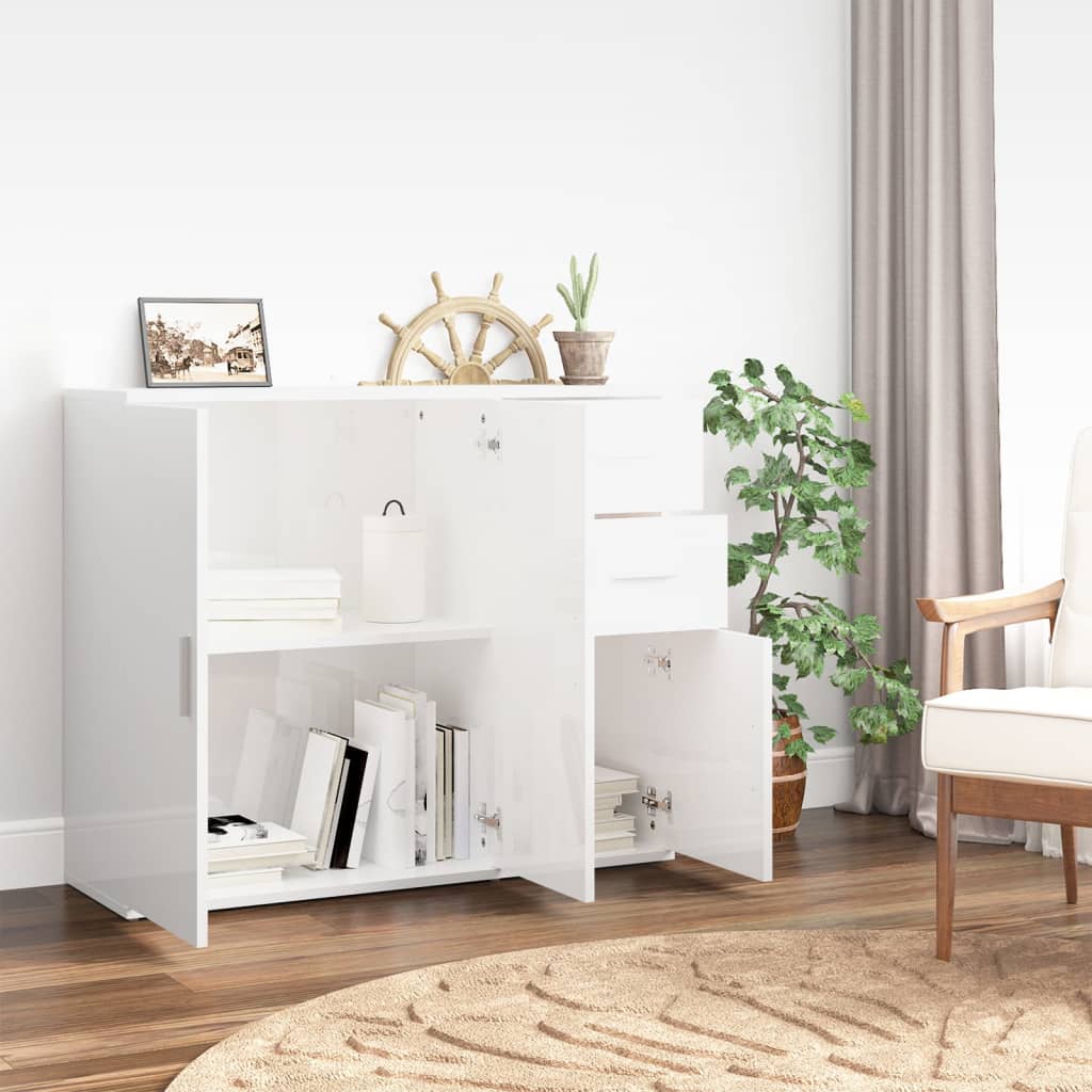 Modern Wooden Sideboard Storage Cabinet Unit With 3 Doors & 2 Drawers wood