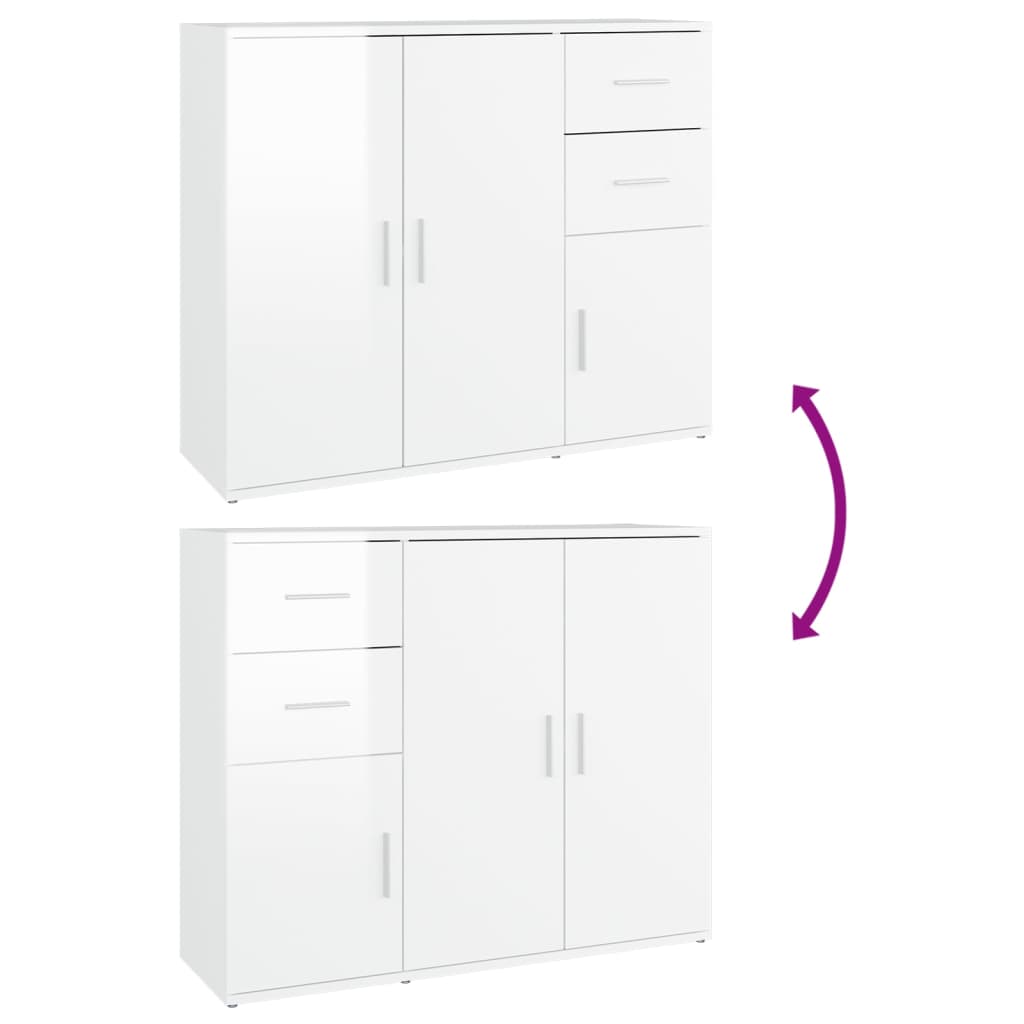 Modern Wooden Sideboard Storage Cabinet Unit With 3 Doors & 2 Drawers wood