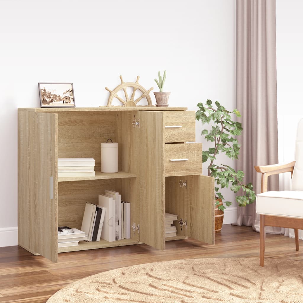 Modern Wooden Sideboard Storage Cabinet Unit With 3 Doors & 2 Drawers wood