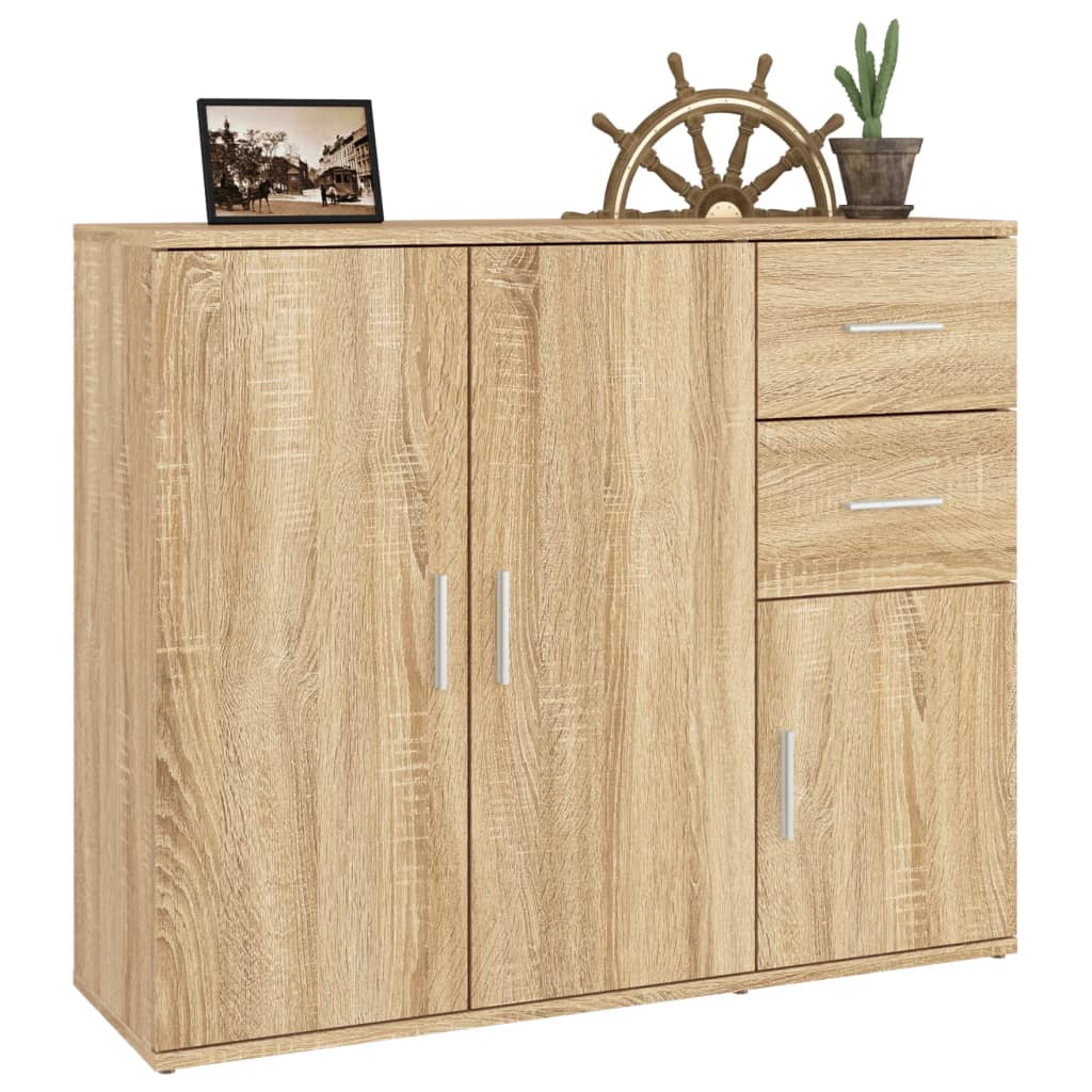 Modern Wooden Sideboard Storage Cabinet Unit With 3 Doors & 2 Drawers wood