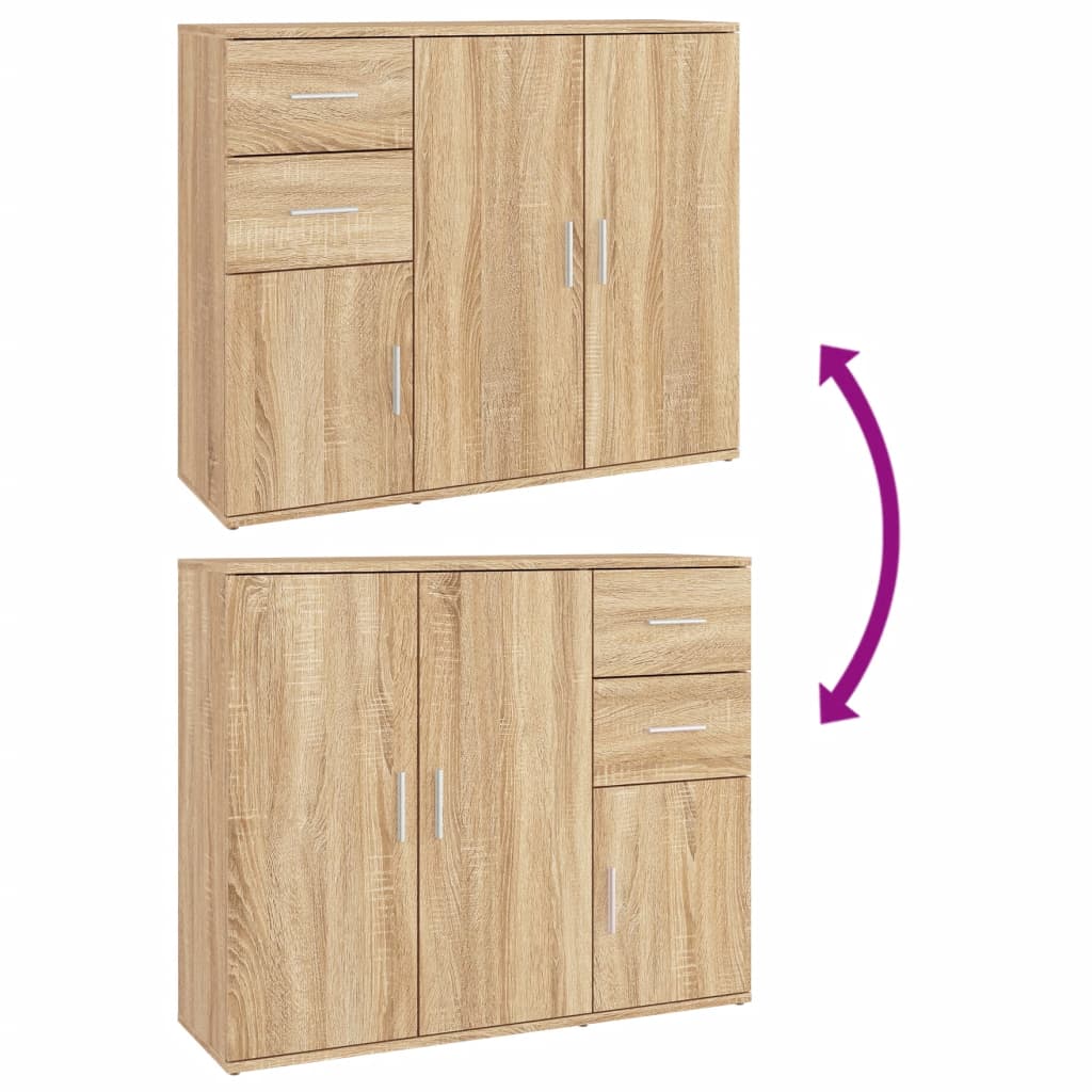 Modern Wooden Sideboard Storage Cabinet Unit With 3 Doors & 2 Drawers wood