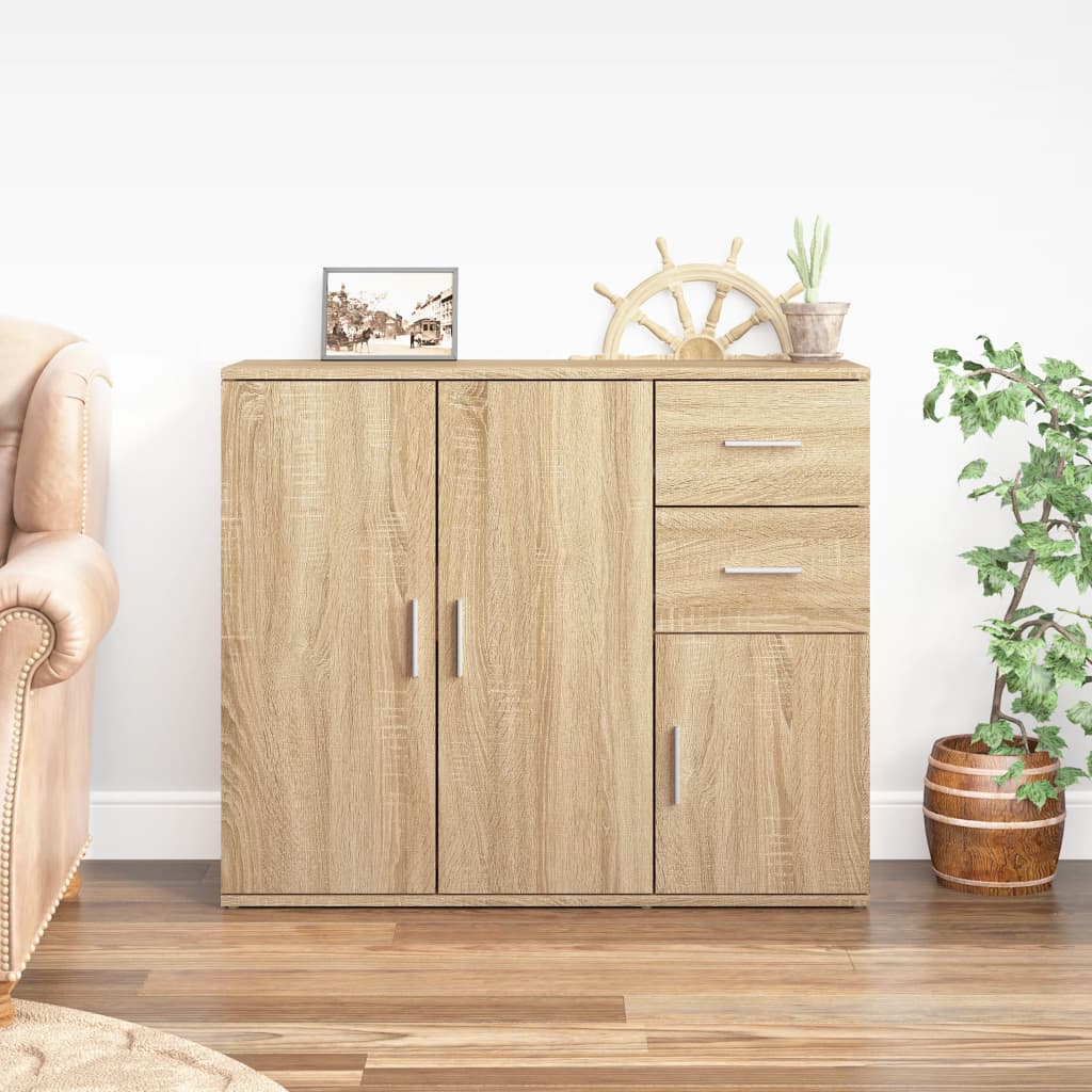 Modern Wooden Sideboard Storage Cabinet Unit With 3 Doors & 2 Drawers wood