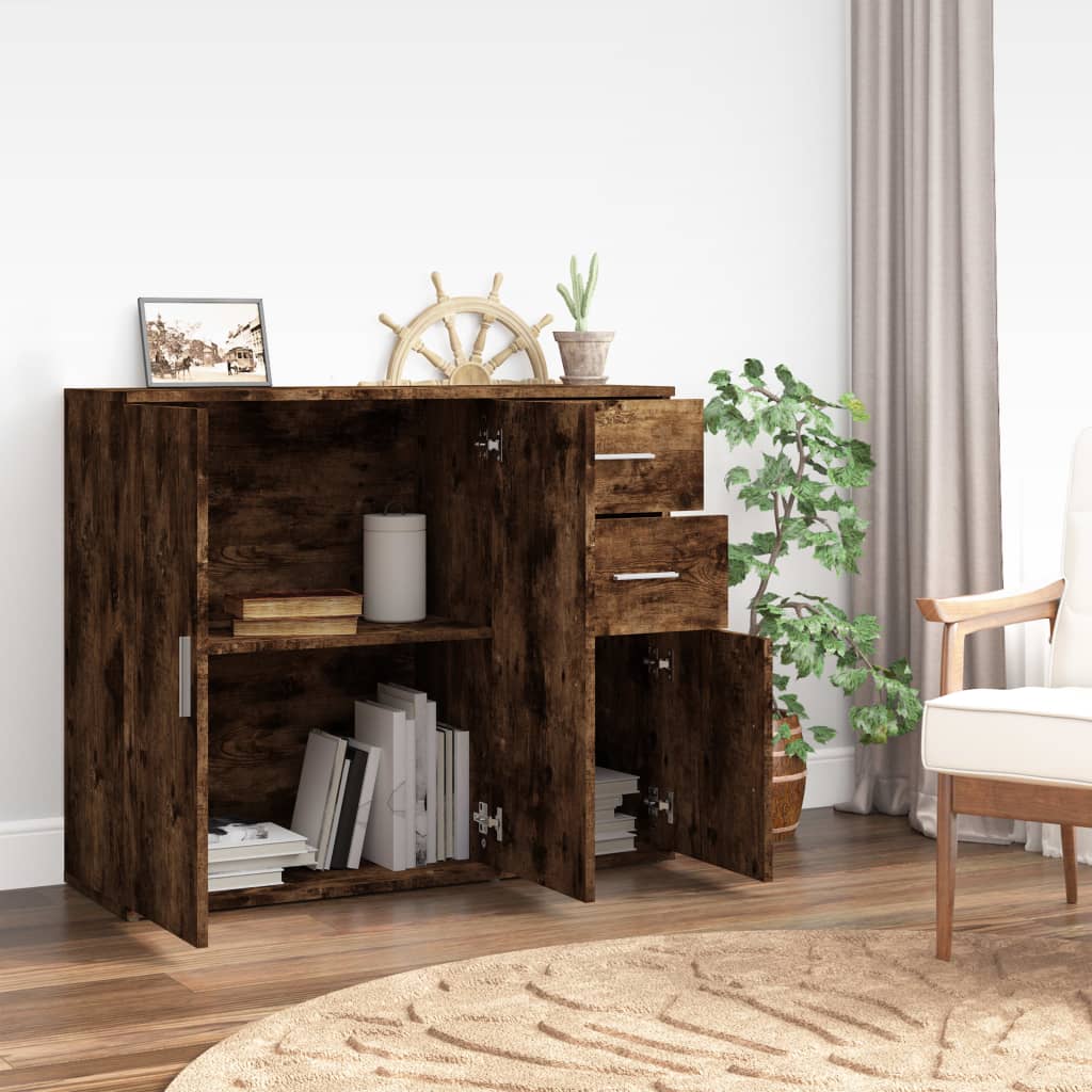 Modern Wooden Sideboard Storage Cabinet Unit With 3 Doors & 2 Drawers wood