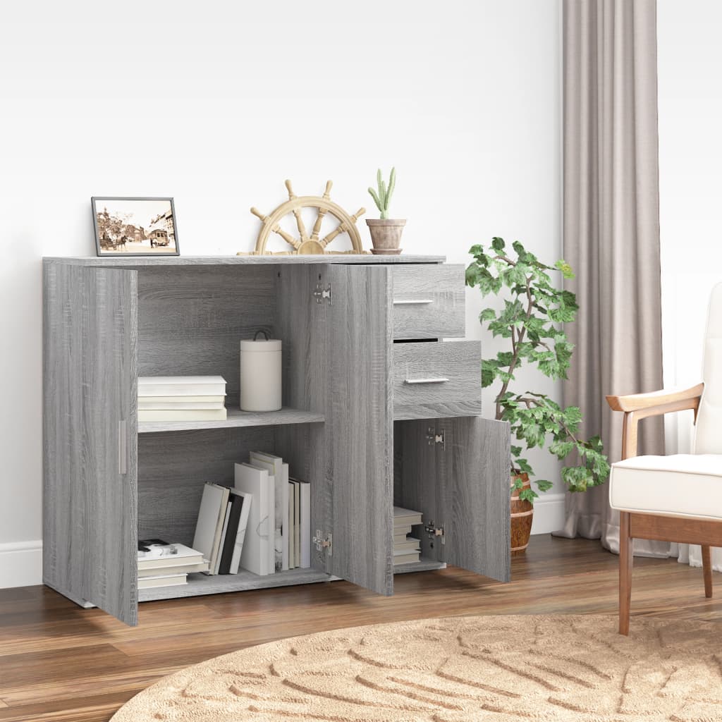 Modern Wooden Sideboard Storage Cabinet Unit With 3 Doors & 2 Drawers wood