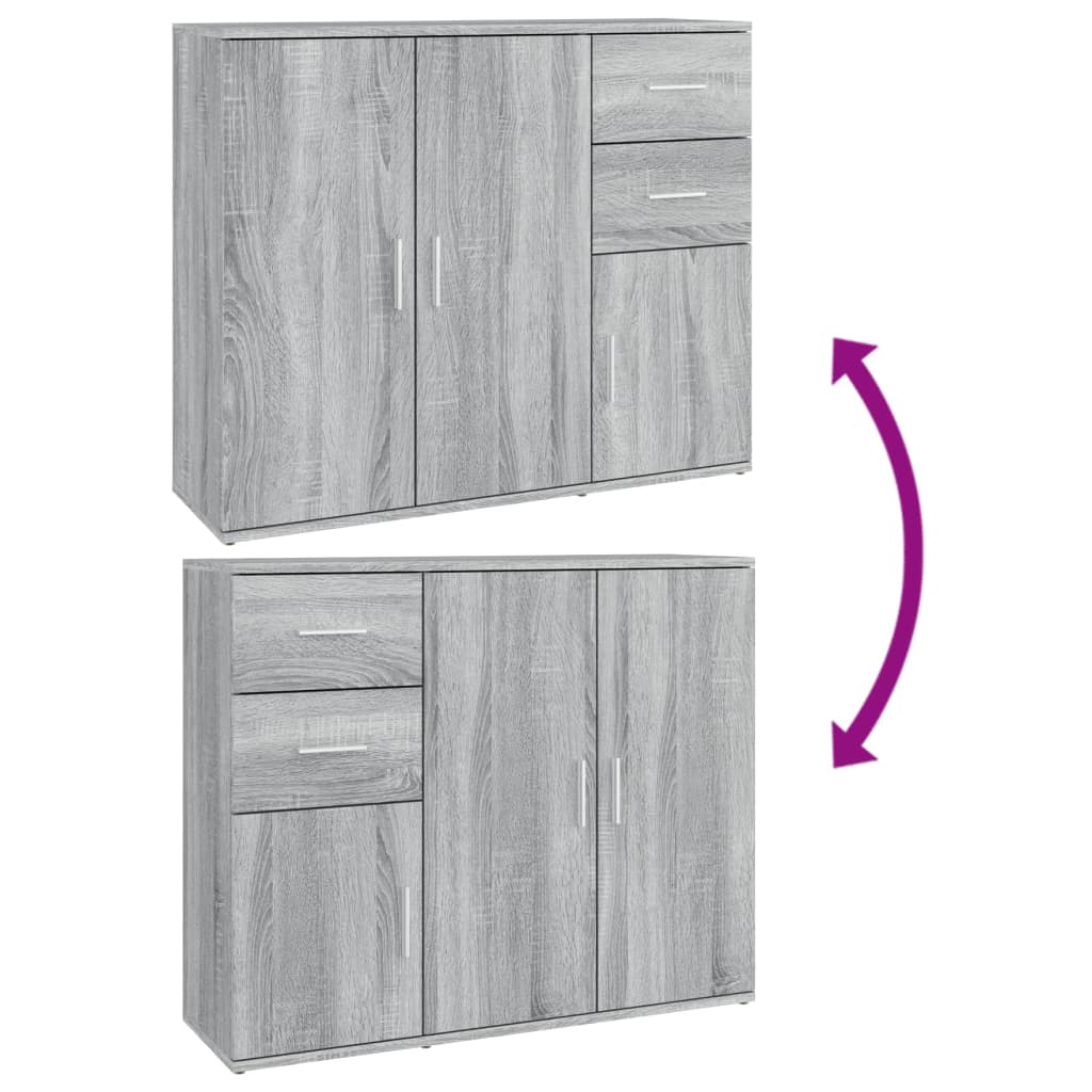 Modern Wooden Sideboard Storage Cabinet Unit With 3 Doors & 2 Drawers wood