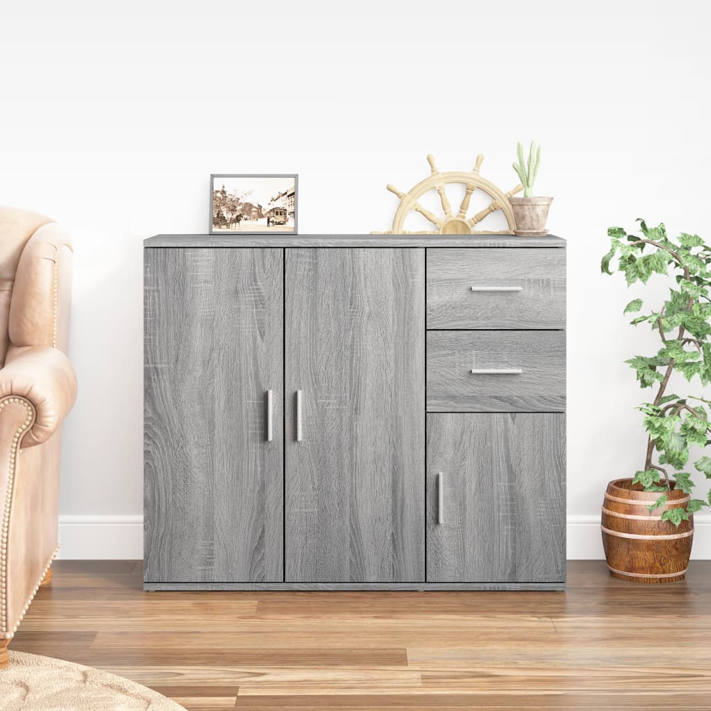 Modern Wooden Sideboard Storage Cabinet Unit With 3 Doors & 2 Drawers wood