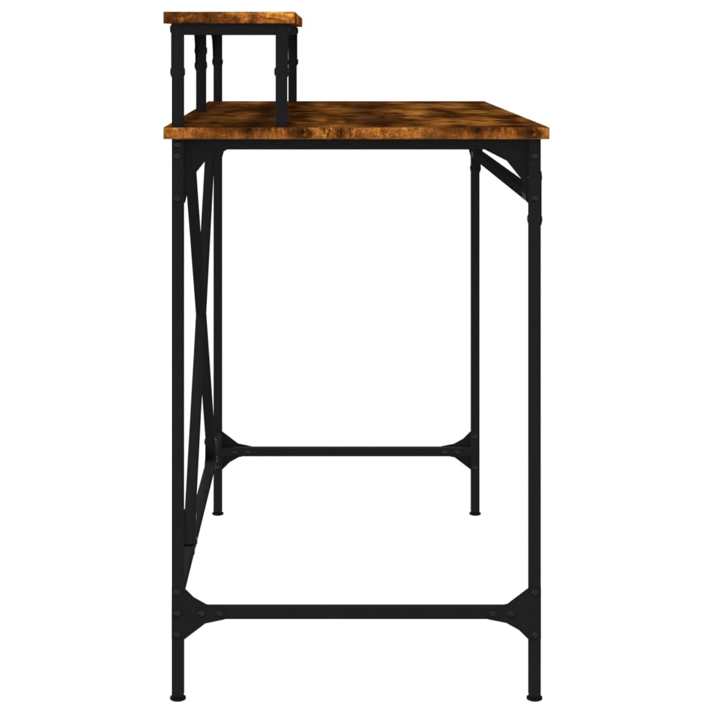 Desk Smoked Oak 100x50x90 cm Engineered Wood and Iron