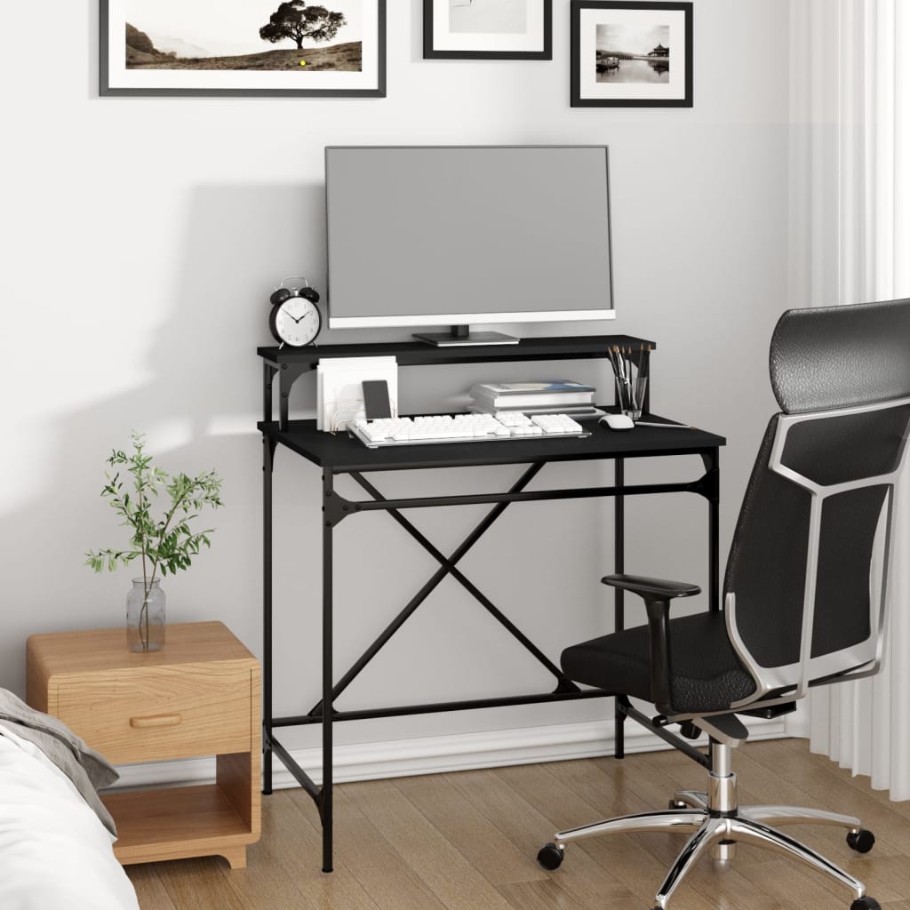 Desk Black 80x50x90 cm Engineered Wood and Iron