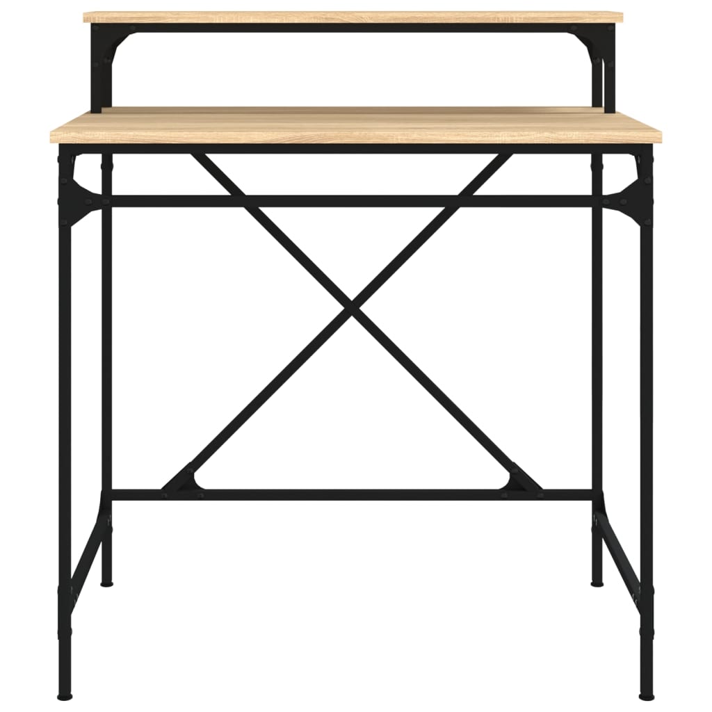 Desk Sonoma Oak 80x50x90 cm Engineered Wood and Iron