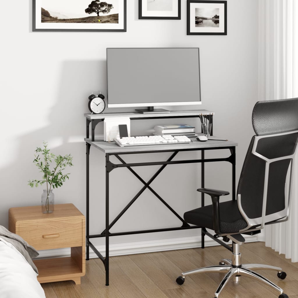 Desk Grey Sonoma 80x50x90 cm Engineered Wood and Iron