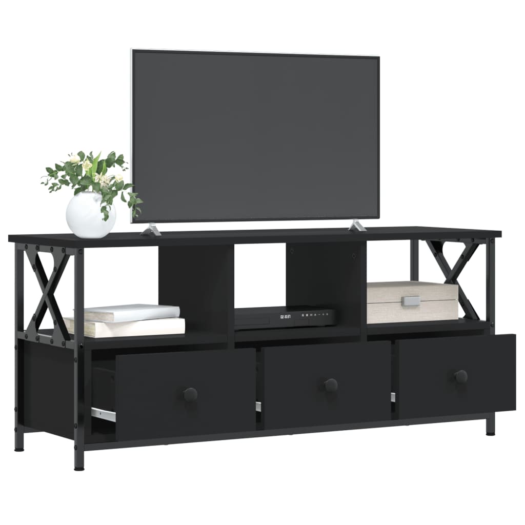 Modern Wooden TV Tele Stand Media Unit Cabinet With 3 Drawers & Open Storage Shelf