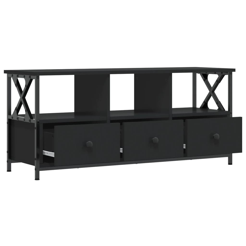 Modern Wooden TV Tele Stand Media Unit Cabinet With 3 Drawers & Open Storage Shelf