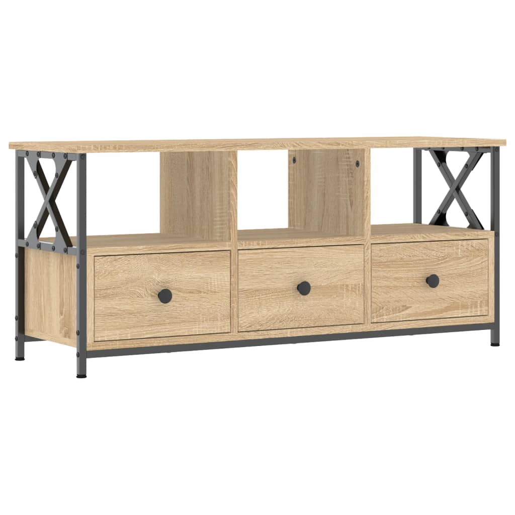 Modern Wooden TV Tele Stand Media Unit Cabinet With 3 Drawers & Open Storage Shelf