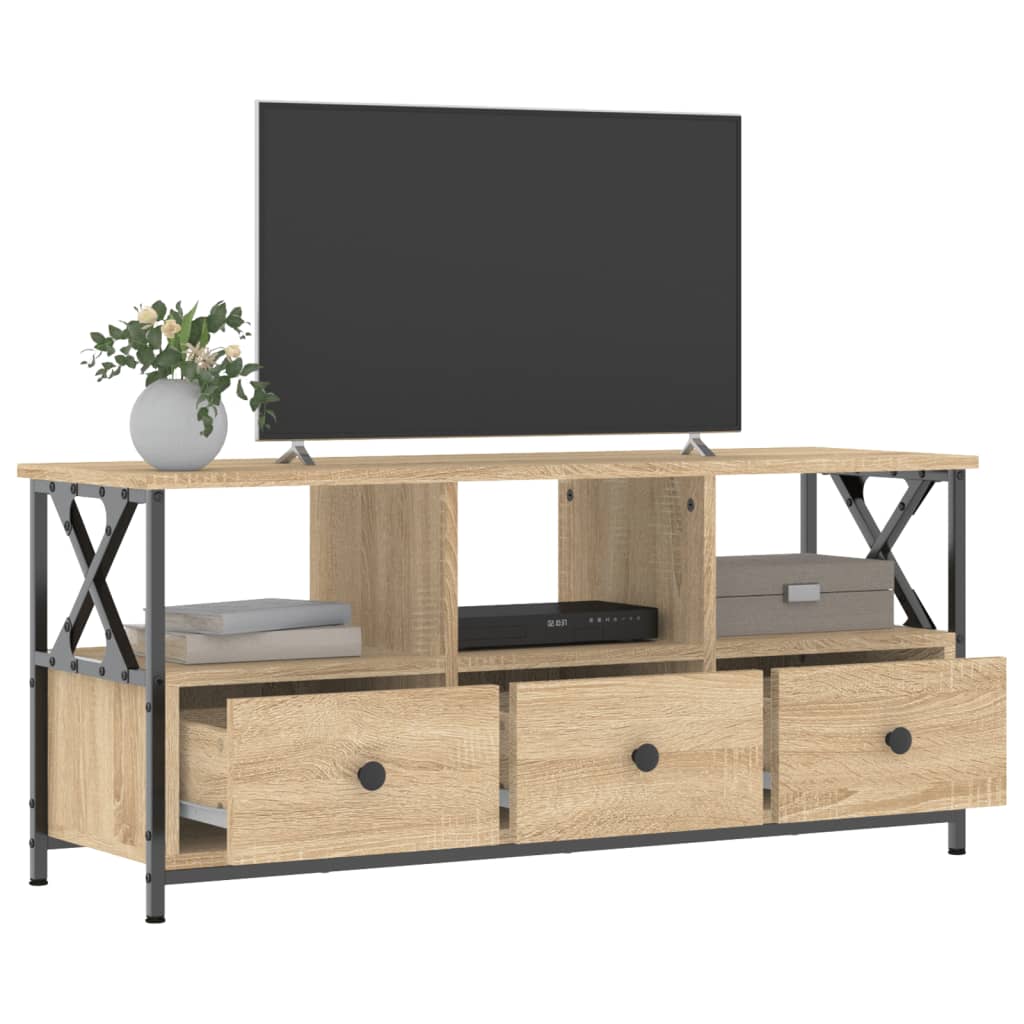 Modern Wooden TV Tele Stand Media Unit Cabinet With 3 Drawers & Open Storage Shelf