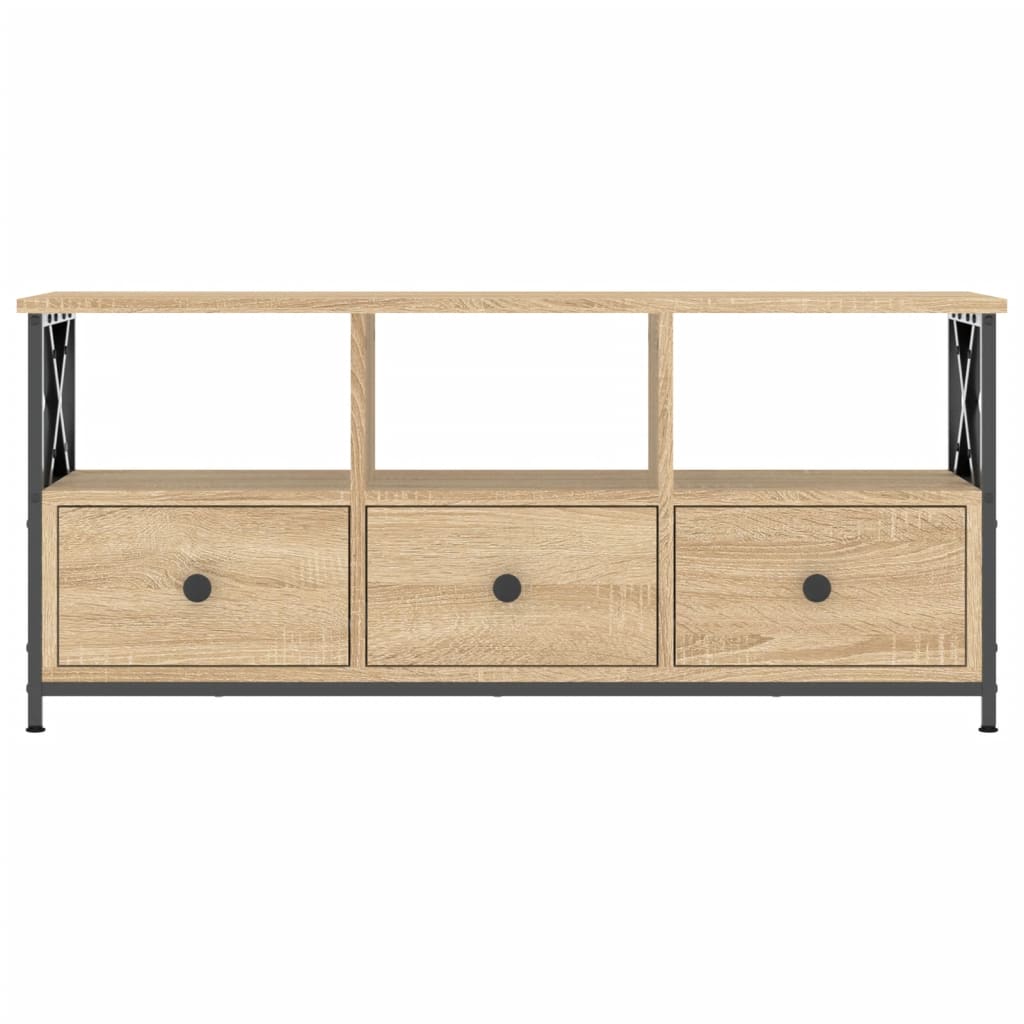 Modern Wooden TV Tele Stand Media Unit Cabinet With 3 Drawers & Open Storage Shelf