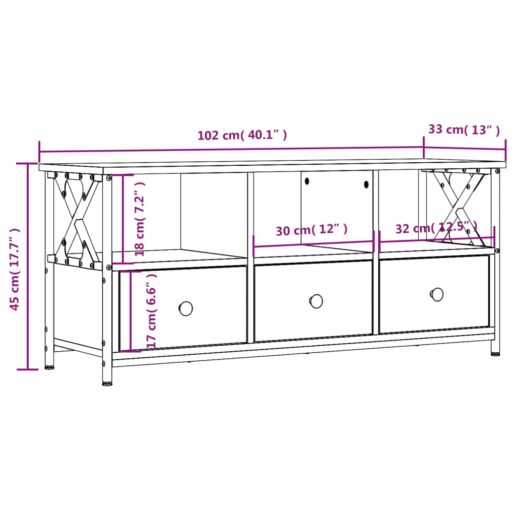 Modern Wooden TV Tele Stand Media Unit Cabinet With 3 Drawers & Open Storage Shelf