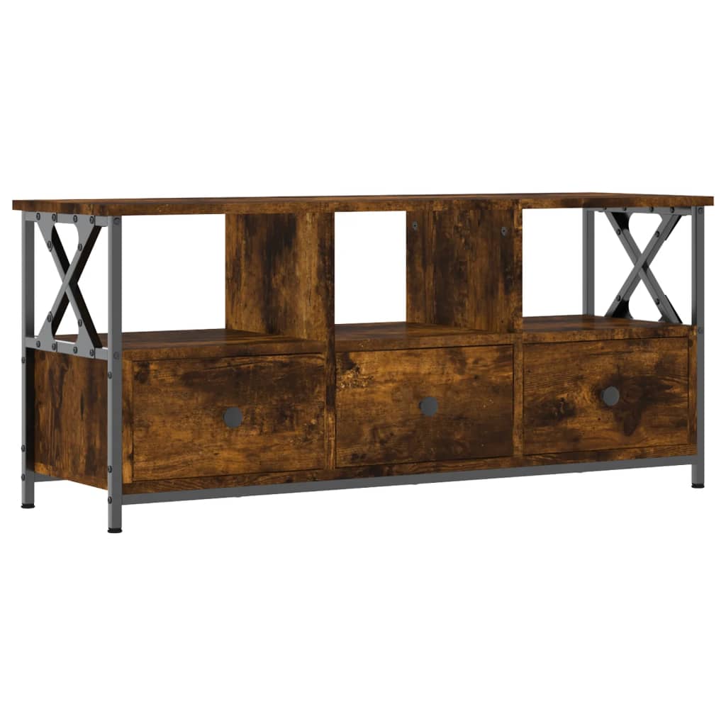 Modern Wooden TV Tele Stand Media Unit Cabinet With 3 Drawers & Open Storage Shelf