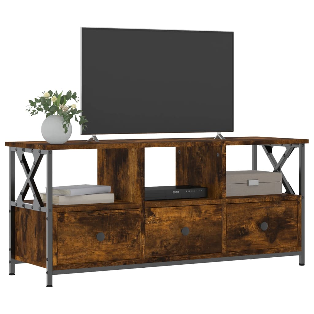 Modern Wooden TV Tele Stand Media Unit Cabinet With 3 Drawers & Open Storage Shelf