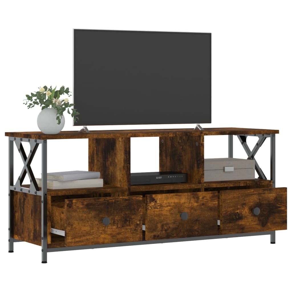 Modern Wooden TV Tele Stand Media Unit Cabinet With 3 Drawers & Open Storage Shelf