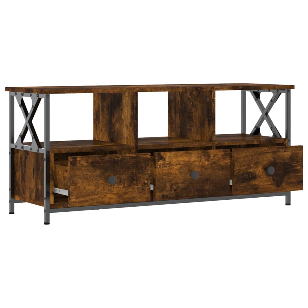 Modern Wooden TV Tele Stand Media Unit Cabinet With 3 Drawers & Open Storage Shelf