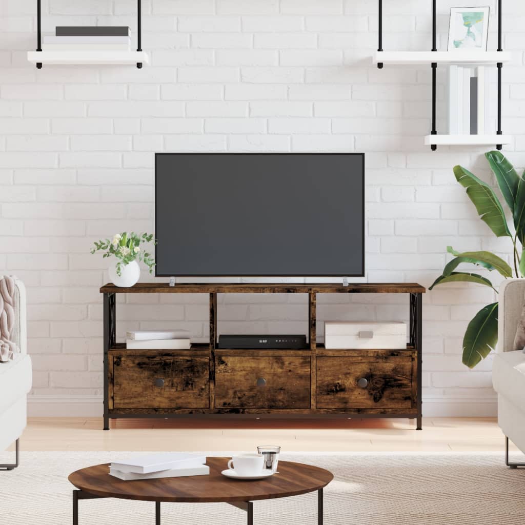 Modern Wooden TV Tele Stand Media Unit Cabinet With 3 Drawers & Open Storage Shelf