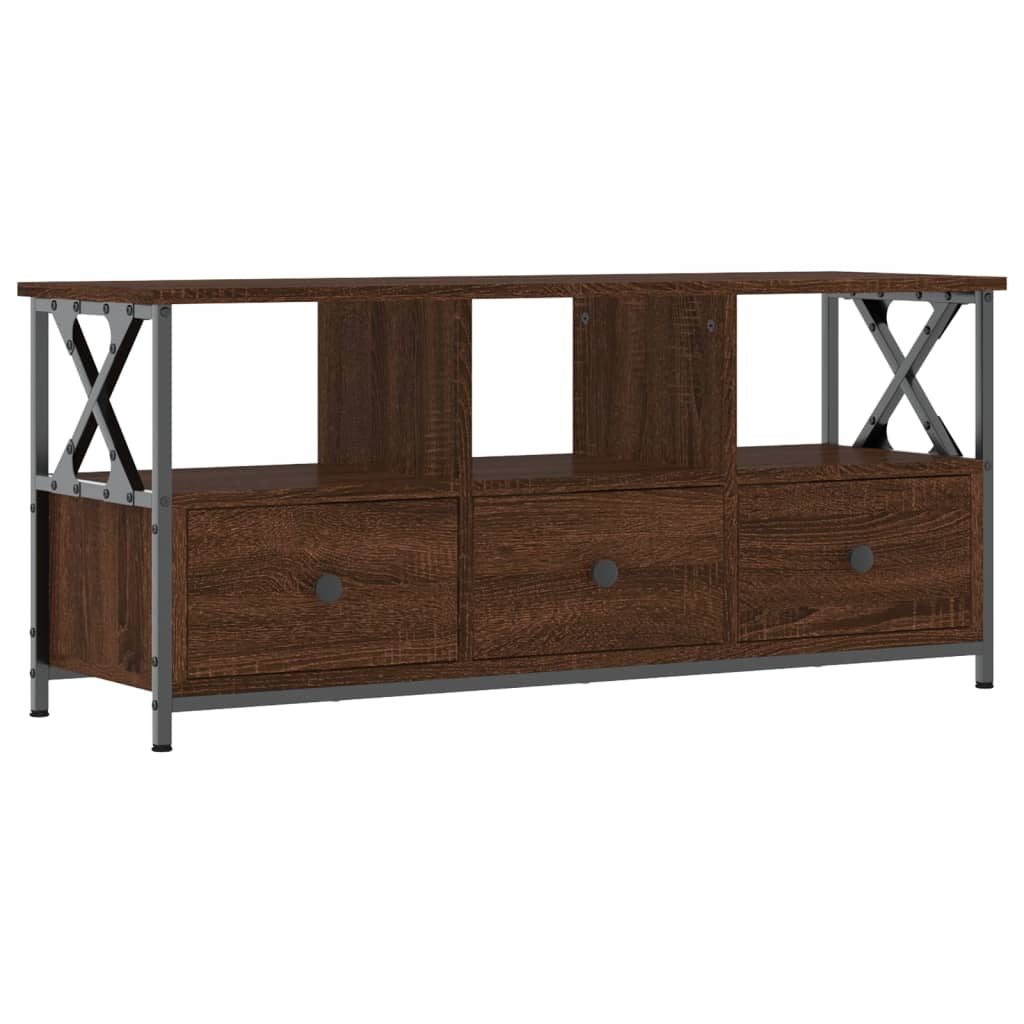 Modern Wooden TV Tele Stand Media Unit Cabinet With 3 Drawers & Open Storage Shelf