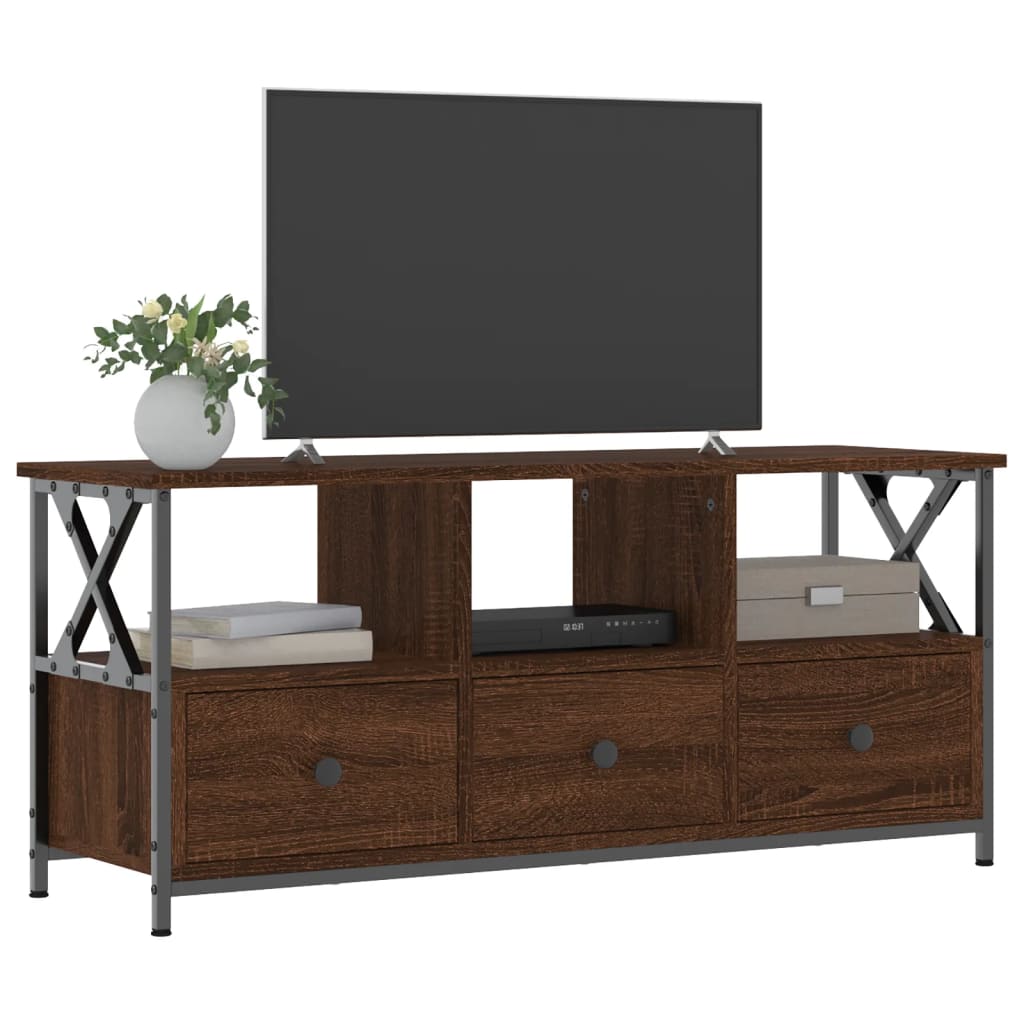Modern Wooden TV Tele Stand Media Unit Cabinet With 3 Drawers & Open Storage Shelf