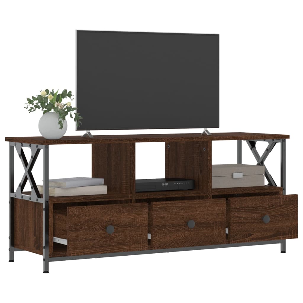 Modern Wooden TV Tele Stand Media Unit Cabinet With 3 Drawers & Open Storage Shelf