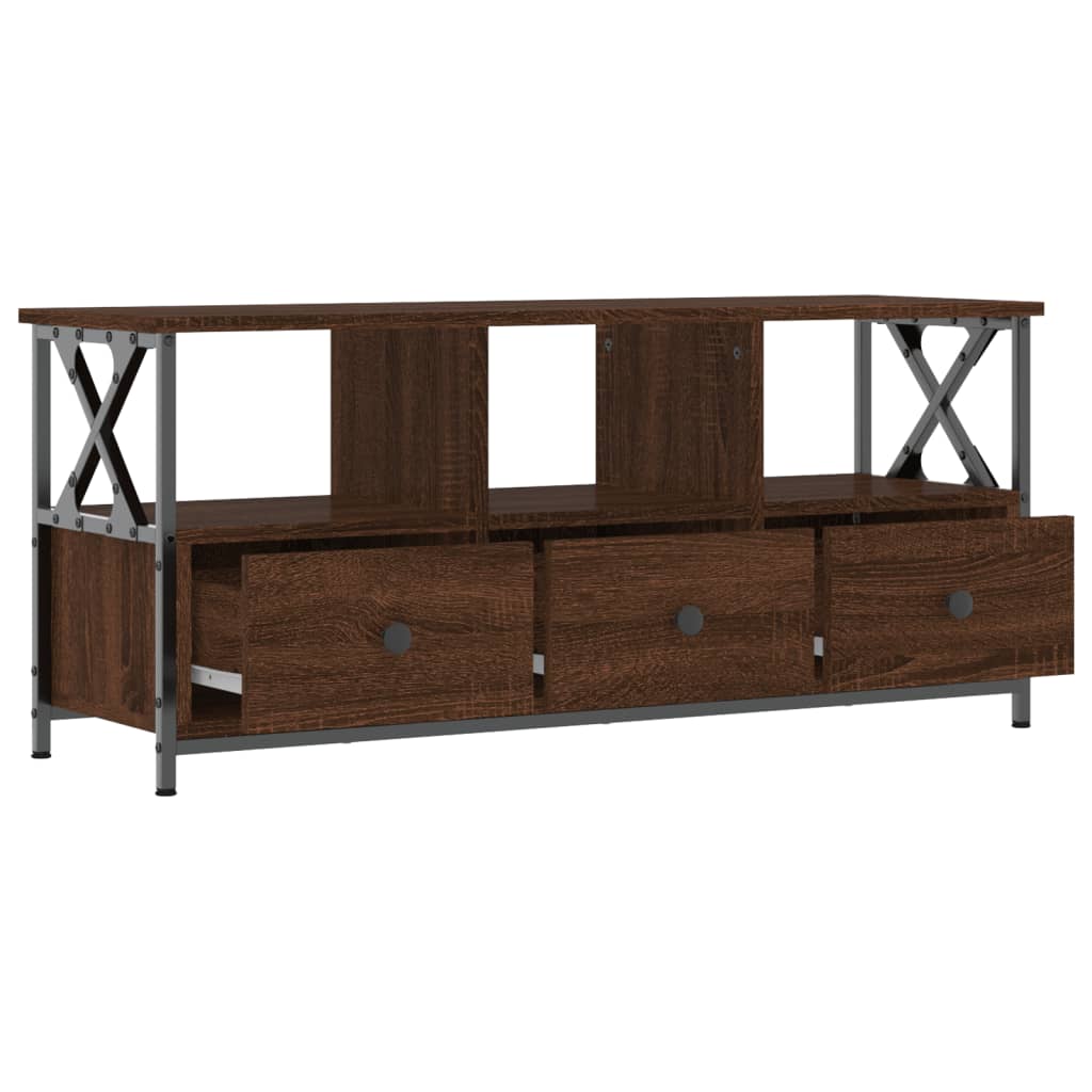 Modern Wooden TV Tele Stand Media Unit Cabinet With 3 Drawers & Open Storage Shelf