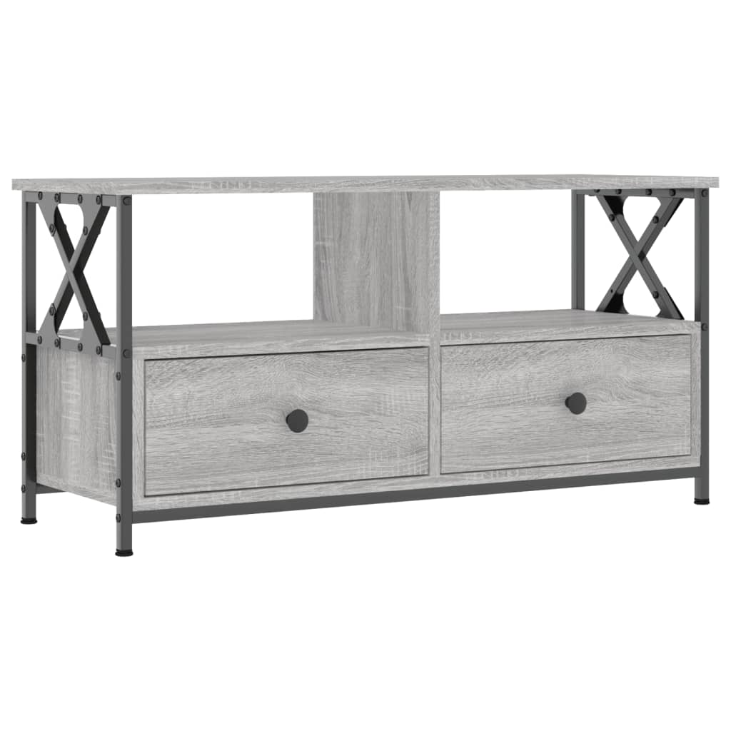 TV Cabinet Grey Sonoma 90x33x45 cm Engineered Wood&Iron