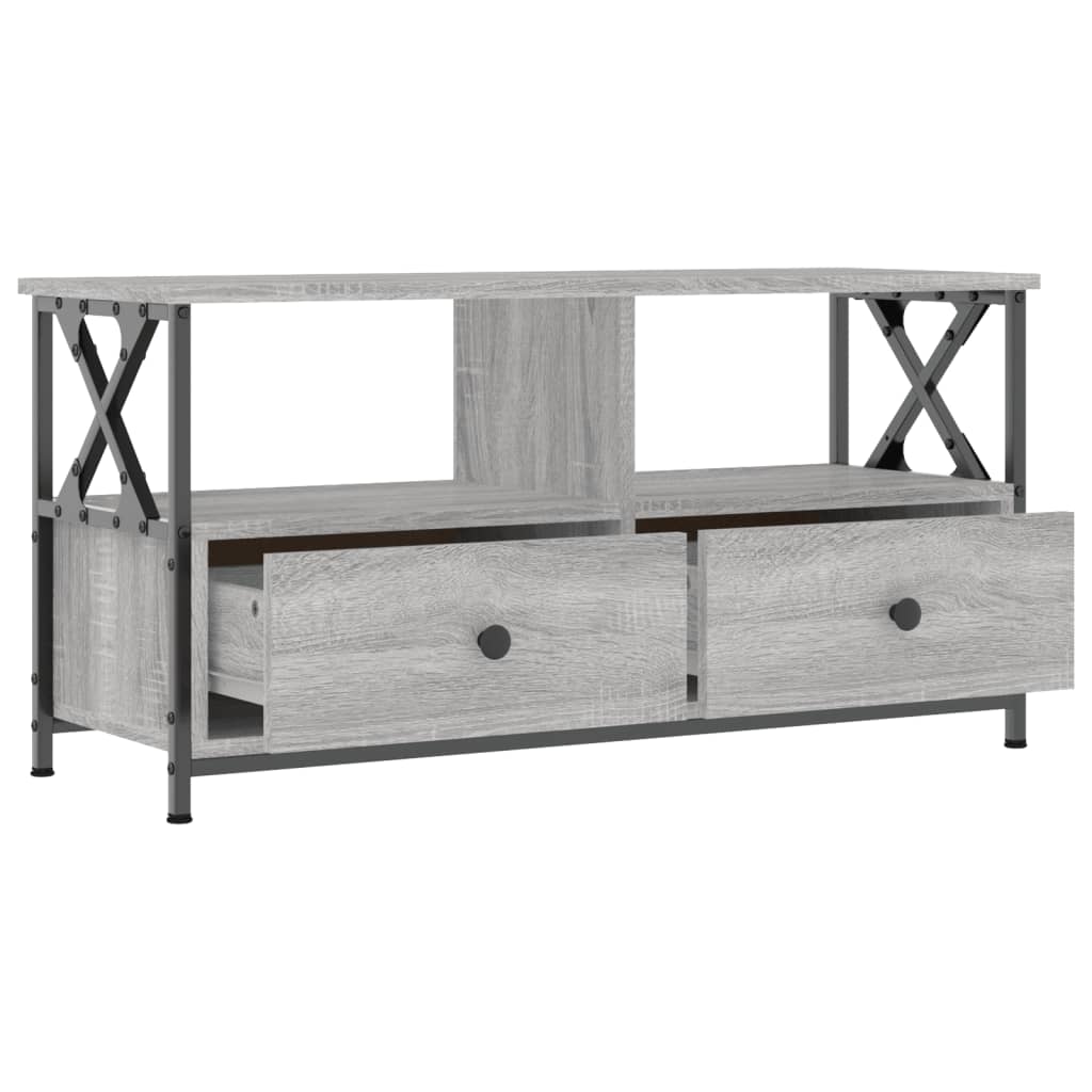 TV Cabinet Grey Sonoma 90x33x45 cm Engineered Wood&Iron