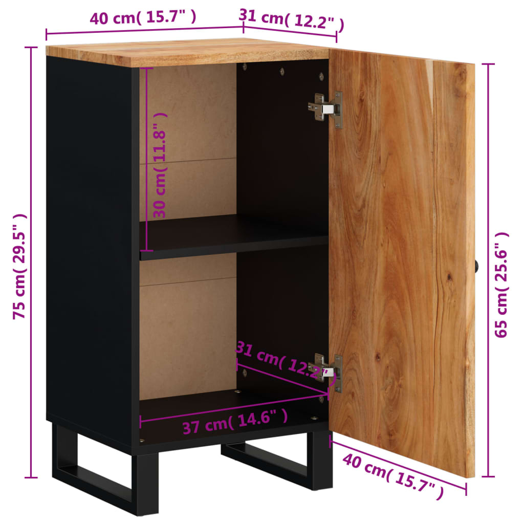 Sideboard with Door 40x31x75 cm Solid Wood Acacia