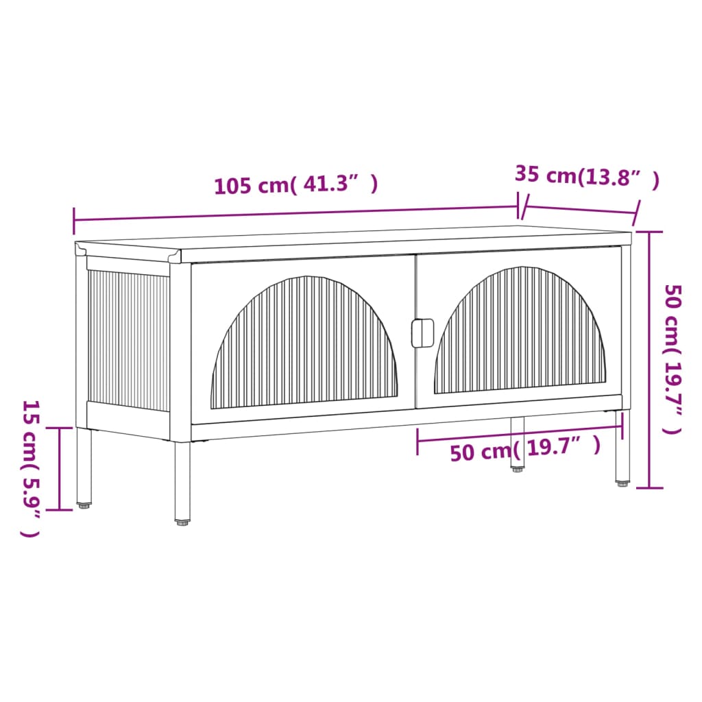 TV Cabinet Black 105x35x50 cm Glass and Steel