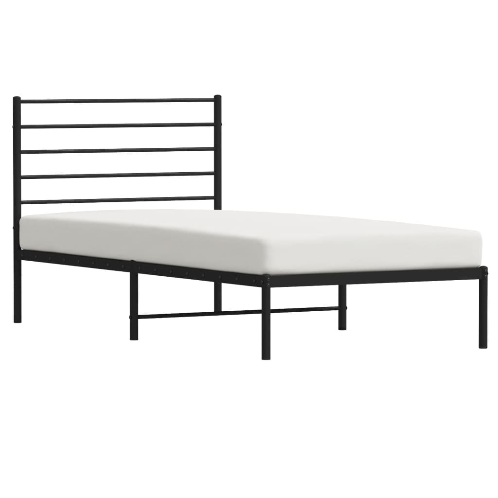 Metal Bed Frame without Mattress with Headboard Black 80x200cm